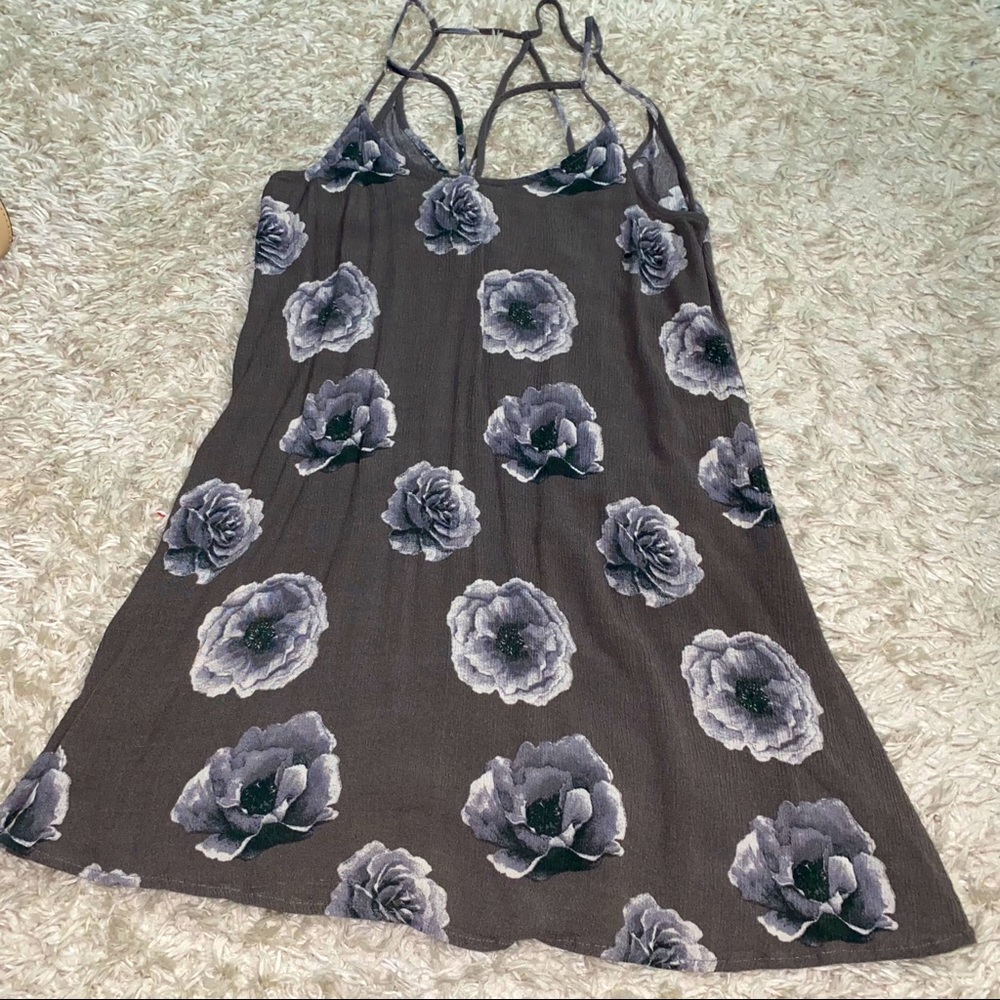 Gray Floral Flowy Top